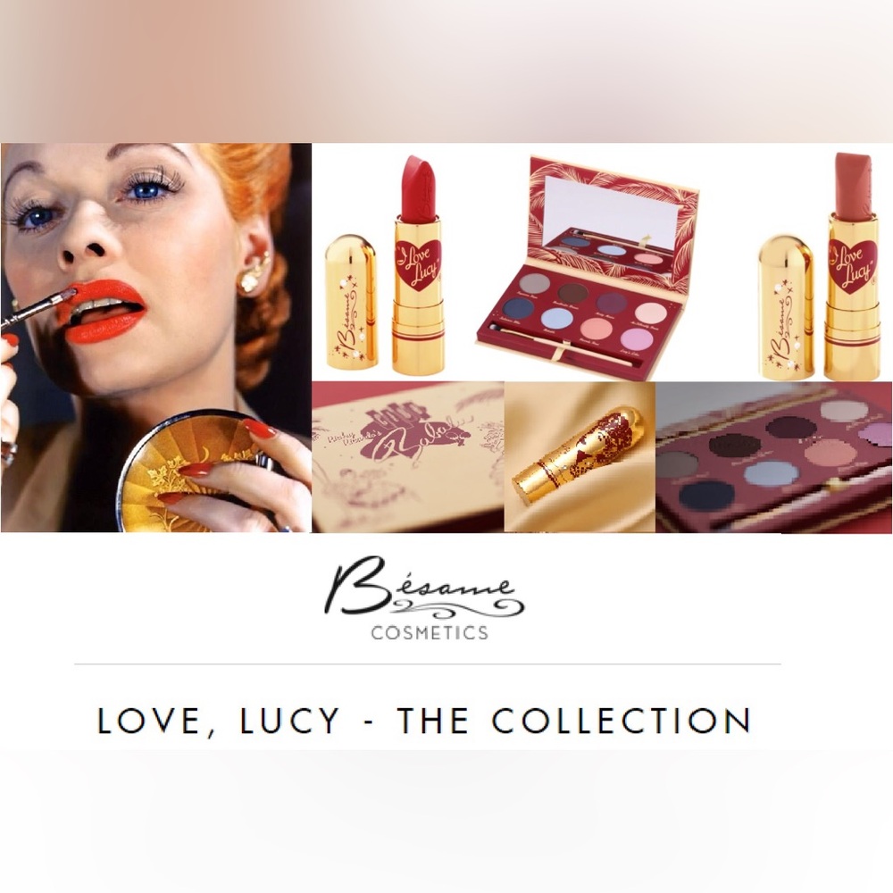 NIB Besame Cosmetics Limited Edition Lucille Ball `I Love Lucy’ Red Gold Makeup